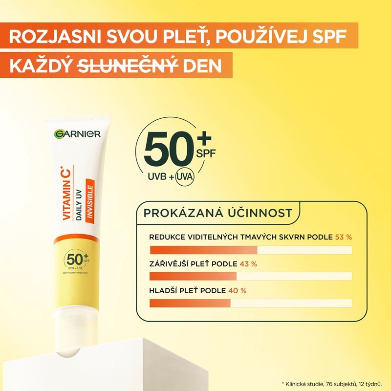 Skin Naturals Vitamin C denní rozjasňující UV fluid SPF 50+ invisible - 6